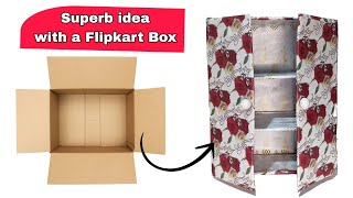 Flipkart cardboard box recycling ideas  Cardboard Boxes reuse idea  Best Out of Waste [upl. by Emmott]