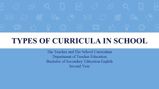 Types of Curricula in School [upl. by Leonsis956]