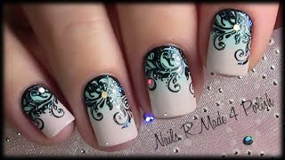 Schnörkel Nageldesign mit Glitzer  Nail Art Design Tutorial [upl. by Barny154]