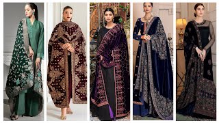 Winter Velvet Shawls  Latest Shawl designs 2024  Winter Shawl design for ladies [upl. by Raffarty]