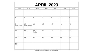 Free Printable April 2023 Calendar Templates With Holidays  Wiki Calendar [upl. by Annayi295]