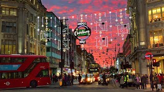 LONDON WALK  Oxford Street Christmas Lights and Xmas Window Displays  England [upl. by Annauqaj635]