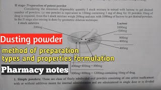 Dusting powder। method of preparation। formulation। Types। [upl. by Eisler]