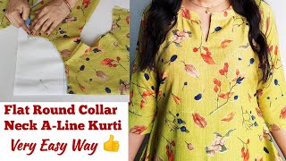 Round Collar Neck Kurti Cutting and Stitching  Flat Round Collar Neck Cutting and stitching [upl. by Raveaux130]