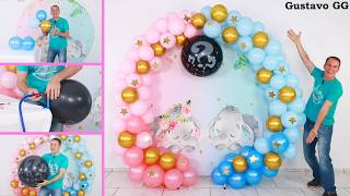 ARCO DE GLOBOS 👶 revelacion de sexos 👶 Gender reveal  decoracion con globos aro globos  gustavo gg [upl. by Strauss]