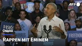 USWahlkampf Obama rappt mit Eminem  AFP [upl. by Yrrot]