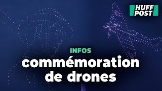 Anniversaire de Débarquement  un spectacle de drones reprend les symboles du DDay [upl. by Ylrebnik]