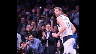 Dirk Nowitzki Gets Huge Ovation From Barclays Center With First Bucket in 40Point Blowout [upl. by Emelita]