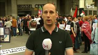 Bruxelles  rassemblement devant la gare Centrale pour dénoncer la situation à Gaza [upl. by Lotty]