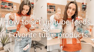 how to set up tube feedings my favorite feeding tube products amp infinity pump priming hack [upl. by Ttekcirc]