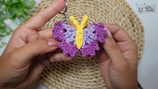 LLAVERO DE MARIPOSA A CROCHET 🌹 MARIPOSA A CROCHET 💰 Súper fácil crochet tutorial [upl. by Teplica]