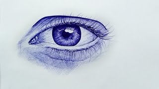 How to draw realistic eye with Pen  for beginners [upl. by Adaline971]