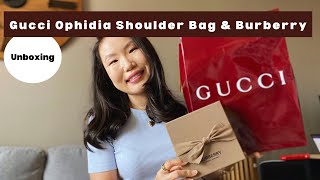 UNBOXING  Gucci Ophidia Super Mini Shoulder Bag Burberry Card Holder Amsterdam Airport shopping [upl. by Maroney]