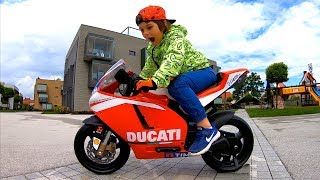 Ride On POWER WHEEL Sportbike Ducati amp Learn Traffic Signs for Kids [upl. by Oberon2]