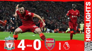 Highlights Liverpool 40 Arsenal  Mane Jota Salah amp Minamino net [upl. by Ailes]