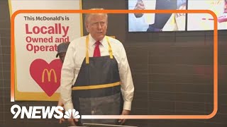 Trump serving fries at McDonalds [upl. by Marin]