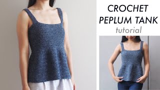 Crochet Peplum Tank Top DIY Tutorial [upl. by Sholem93]