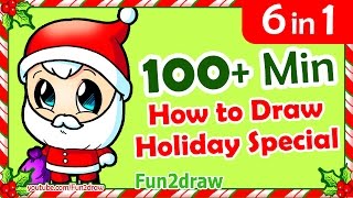 6 CUTE HOLIDAY DRAWING VIDEOS IN 1  How to Draw Easy Step by Step Christmas Cartoons  Fun2draw [upl. by Nosloc852]