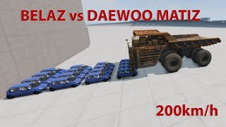 💥Belaz vs💥 daewoo matiz crash test [upl. by Assirolc499]