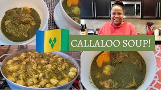 Callaloo Soup with Pigtail Smoked Turkey Dumpling amp Provision [upl. by Samot]