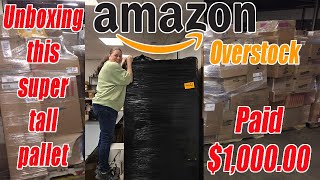 Unboxing this Super tall Amazon Over Stock Pallet that I Paid 100000 for Check out what we got [upl. by Airetnuhs]