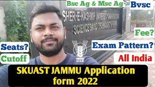 SKUAST JAMMU 2022 Application form  UGPG  Exam PatternFeeSeatsCutoff  krishi Kranti [upl. by Ailatan]