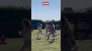 Hilarious moment mum faceplants and then moons at school sports day race Shorts [upl. by Yhtamit549]