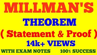 MILLMANS THEOREM  STATEMENT amp PROOF OF MILLMANS THEOREM  WITH EXAM NOTES [upl. by Fast459]