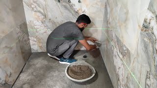 bathroom floor tiles install  bathroom floor and wall tiles design [upl. by Eejan659]