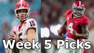 Georgia vs Alabama College Football Week 5 Game Predictions Pick 6 Pick Ems [upl. by Adnaram]