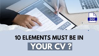 10 Basic Key Elements for Professional CV  Professional CV Elements [upl. by Flight]