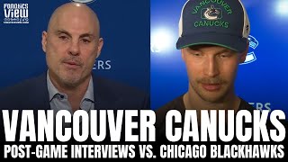 Rick Tocchet amp Elias Pettersson Respond to quotLets Go Peteyquot Chants From Fans Canucks vs Blackhawks [upl. by Esalb684]