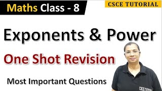 Class 8 Exponents and Powers  Class 8 Exponents and Power Important questions [upl. by Anitsirhk]