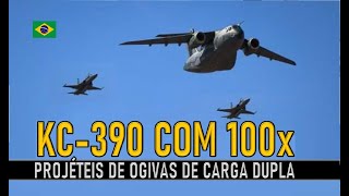 KC390 com 100 PROJÉTEIS de OGIVAS de CARGA DUPLA military militar brasil [upl. by Azil]