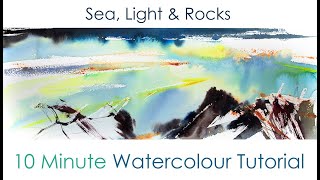 10 Minute Watercolour Tutorial Sea Light amp Rocks [upl. by Einwahs]