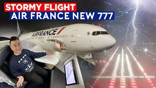 Stormy Flight  Air France B777 NEW Business Class to New York [upl. by Salsbury]