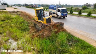 Amazing The Land Clearing Brush And Cutting Leveling Land By KOMATSU D41 Dozer Skills operator [upl. by Airamahs549]