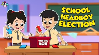 SCHOOL HEADBOY ELECTION  Animated Stories  English Cartoon  Moral Stories  PunToon Kids [upl. by Yentyrb383]