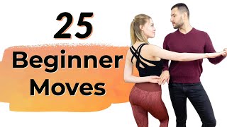 25 BEGINNER BACHATA MOVES YOU MUST KNOW [upl. by Anilehcim687]