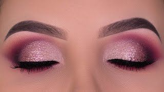 Rose Gold Glitter Eye Makeup Tutorial  Tati Beauty Palette [upl. by Auqinat]