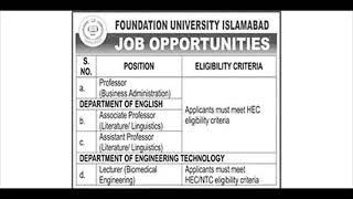 Foundation University Islamabad Jobs November 2024 Application Form Teaching Faculty Latest [upl. by Dal]