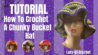 HOW TO CROCHET CHUNKY BUCKET HAT TUTORIAL [upl. by Eoin]