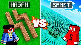 SAMET vs HASAN DEV LABİRENT YAPI KAPIŞMASI   Minecraft [upl. by Feodore386]