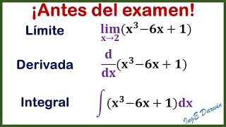 La clave Límite derivada e integral  función polinómica  Repaso antes del examen  clase 2 [upl. by Kam]