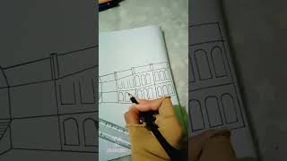 Ahsan Manzil sketch shortvideo biginner simpleacrylicpaintingforbeginners sketch easy [upl. by Drofniw504]