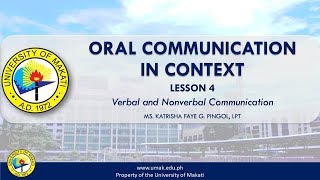 Lesson 4 Verbal and Nonverbal Communication  Oral Communication in Context [upl. by Halilad]