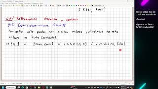 Estadistica MM l 15 Información discreta y continua [upl. by Aneloc]