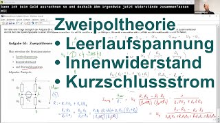 Zweipoltheorie Ersatzwiderstand Leerlaufspannung amp Kurzschlussstrom einer Brückenschaltung Aufg 62 [upl. by Oiluarb]