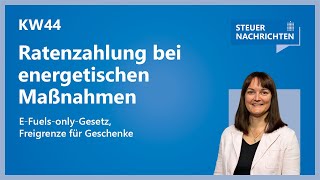 Ratenzahlung EFuelsonlyGesetz Freigrenze für Geschenke  Steuernachrichten Update 4424 [upl. by Einatsed]