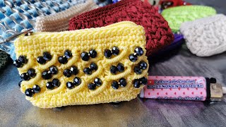 Monedero Tejido a Crochet En Punto Rococo Con Cristales [upl. by Aisela]